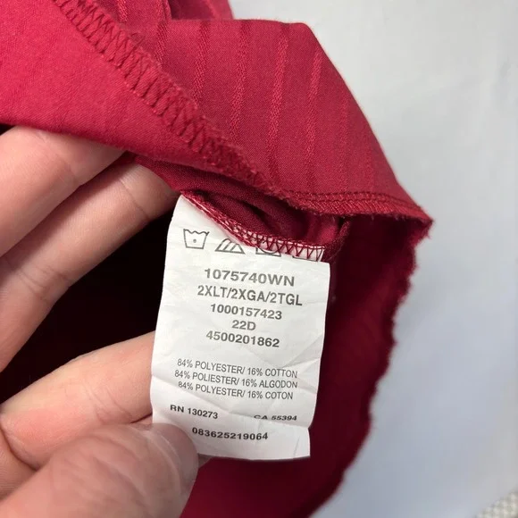 Wrangler Mens Red Tonal Stripe Western Snap Shirt 2XLT 1075740WN Long Sleeve - Picture 6 of 9